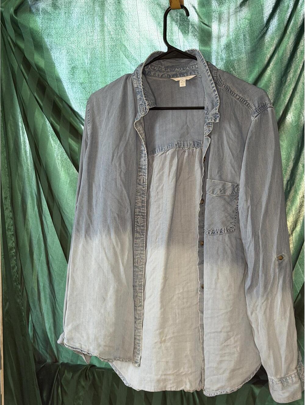 Light Blue Ombre Denim Button-Up Shirt